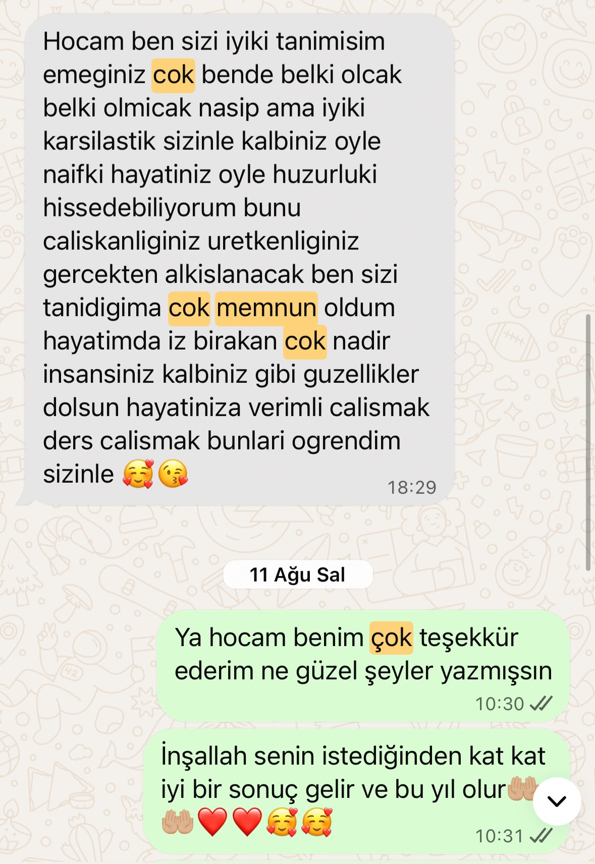Öğrenci WhatsApp Başarı Mesajı 1