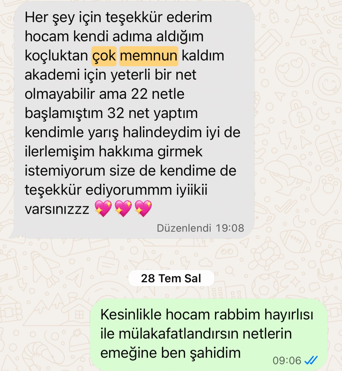 Öğrenci WhatsApp Başarı Mesajı 2