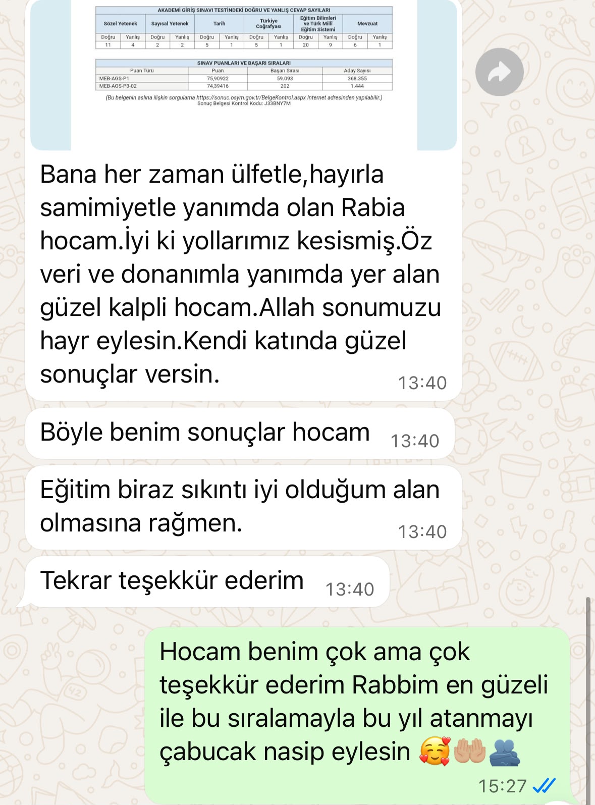 Öğrenci WhatsApp Başarı Mesajı 3