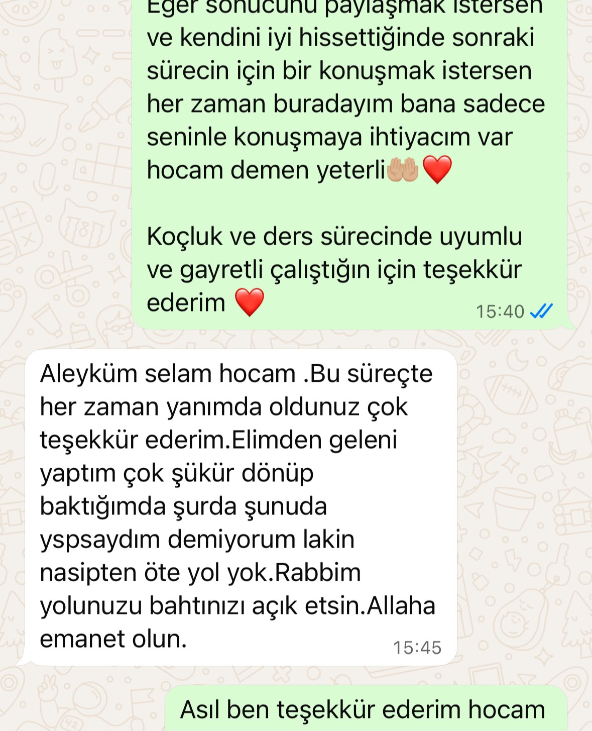 Öğrenci WhatsApp Başarı Mesajı 4